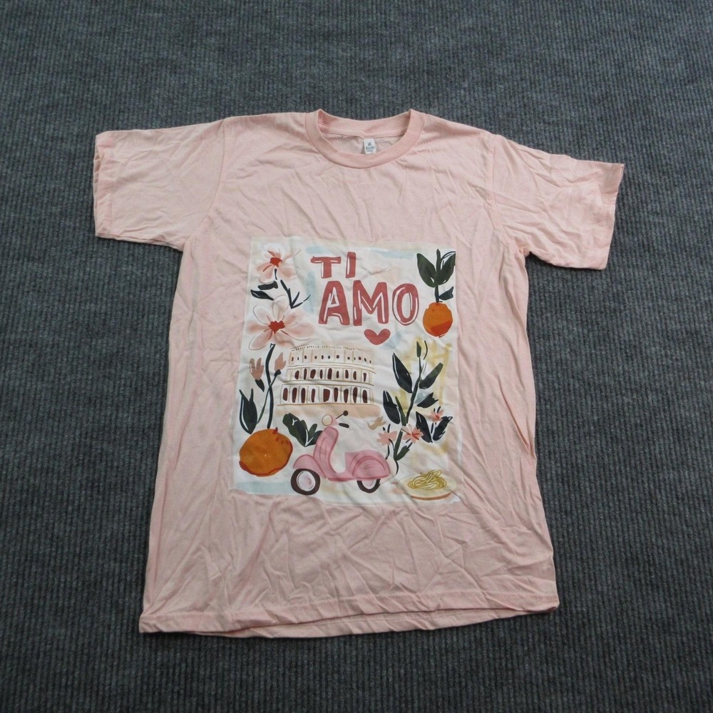 Ti Amo Shirt Womens L Pink Short Sleeve Floral Zuni Sportswear Graphic Tee